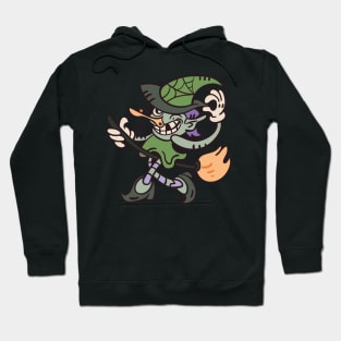 Comic witch rides on a broom Hoodie